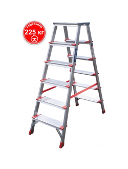 Стремянка 6 ступеней ал. 2-х сторонняя индустриальная серия NV512 Новая высота