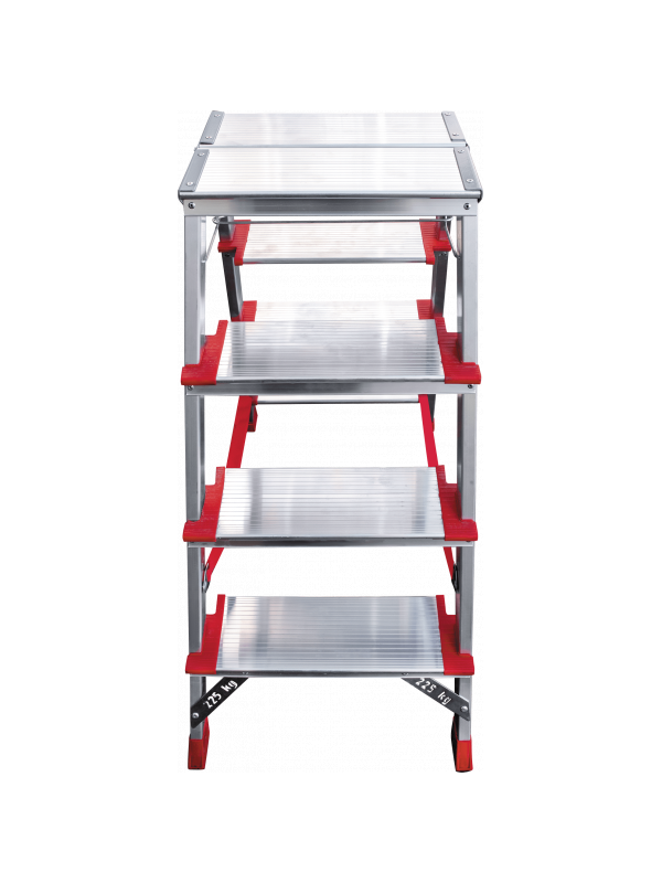 Стремянка 4 ступени ал. 2-х сторонняя индустриальная серия NV512 Новая высота