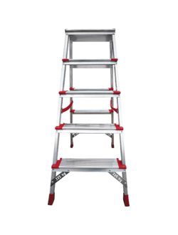 Стремянка 5 ступеней ал. 2-х сторонняя индустриальная серия NV512 Новая высота