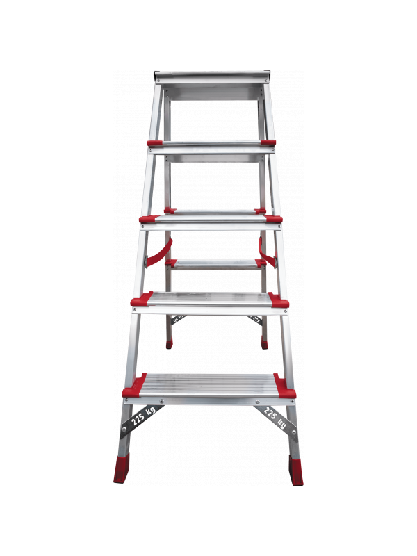 Стремянка 5 ступеней ал. 2-х сторонняя индустриальная серия NV512 Новая высота