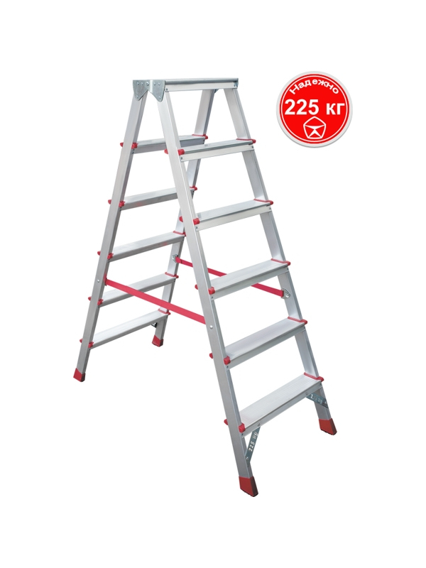 Стремянка 6 ступеней ал. 2-х сторонняя профессион. серия NV312 Новая высота