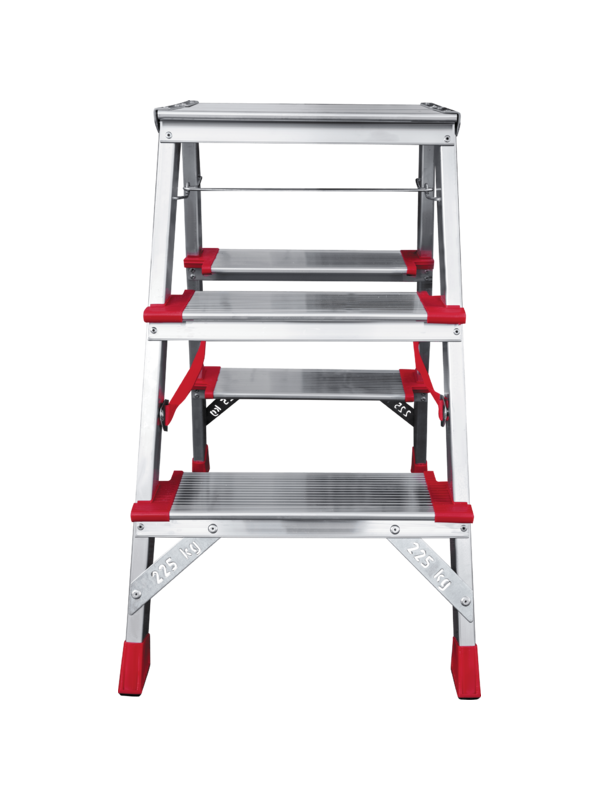 Стремянка 3 ступени ал. 2-х сторонняя индустриальная серия NV512 Новая высота