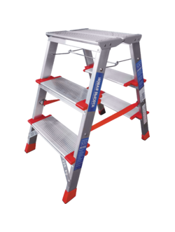 Стремянка 3 ступени ал. 2-х сторонняя индустриальная серия NV512 Новая высота