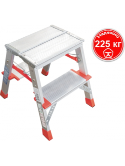 Стремянка 2 ступени ал. 2-х сторонняя индустриальная серия NV512 Новая высота