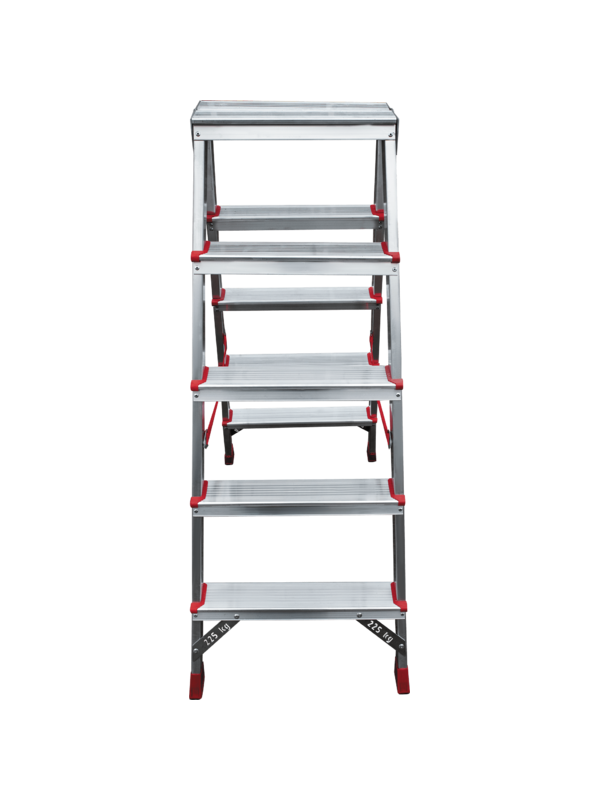 Стремянка 5 ступеней ал. 2-х сторонняя профессион. серия NV312 Новая высота