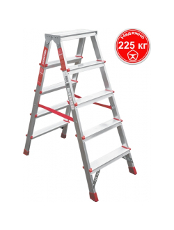 Стремянка 5 ступеней ал. 2-х сторонняя профессион. серия NV312 Новая высота