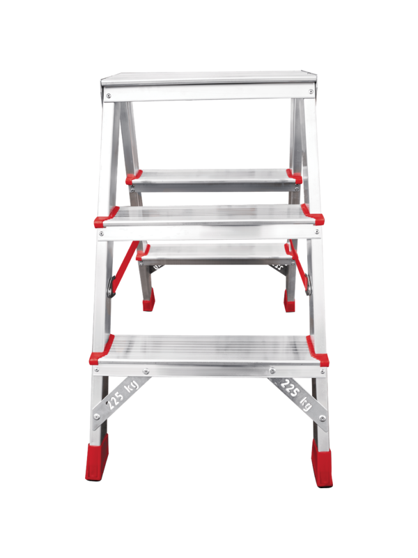 Стремянка 3 ступени ал. 2-х сторонняя профессион. серия NV312 Новая высота