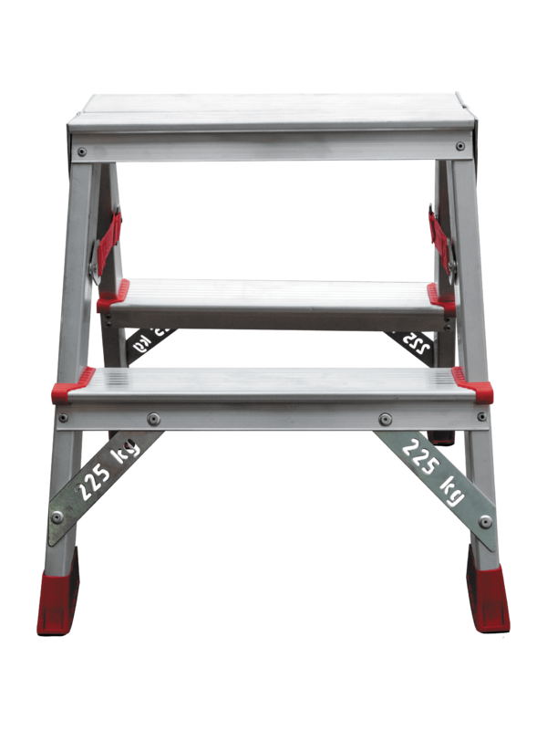 Стремянка алюминиевая двухсторонняя 2 ступени профессиональная NV 312 Новая высота 3120202