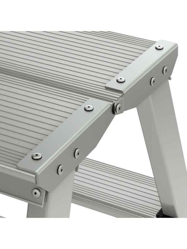 Стремянка 2 ступени ал. 2-х сторонняя с увеличенной площадкой (260мм) серия NV212 Новая высота