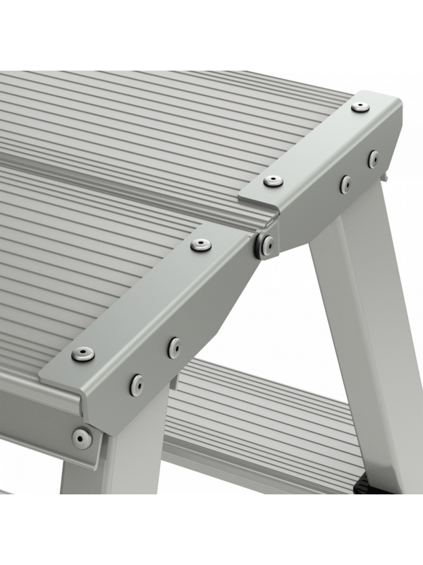 Стремянка 2 ступени ал. 2-х сторонняя с увеличенной площадкой (260мм) серия NV212 Новая высота