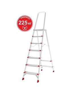 Стремянка 7 ступеней ал. индустриальная с большой верхней складной площадкой NV 5130 Новая высота