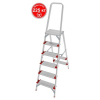 Стремянка 6 ступеней ал. индустриальная с большой верхней складной площадкой NV 5130 Новая высота
