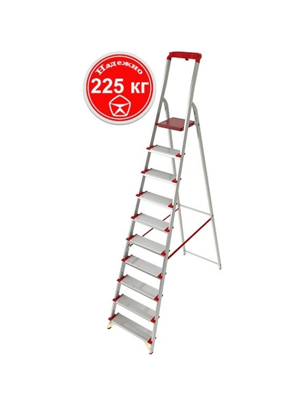 Стремянка 10 ступеней ал. с лотком-органайзером индустриальная серия NV515 Новая высота