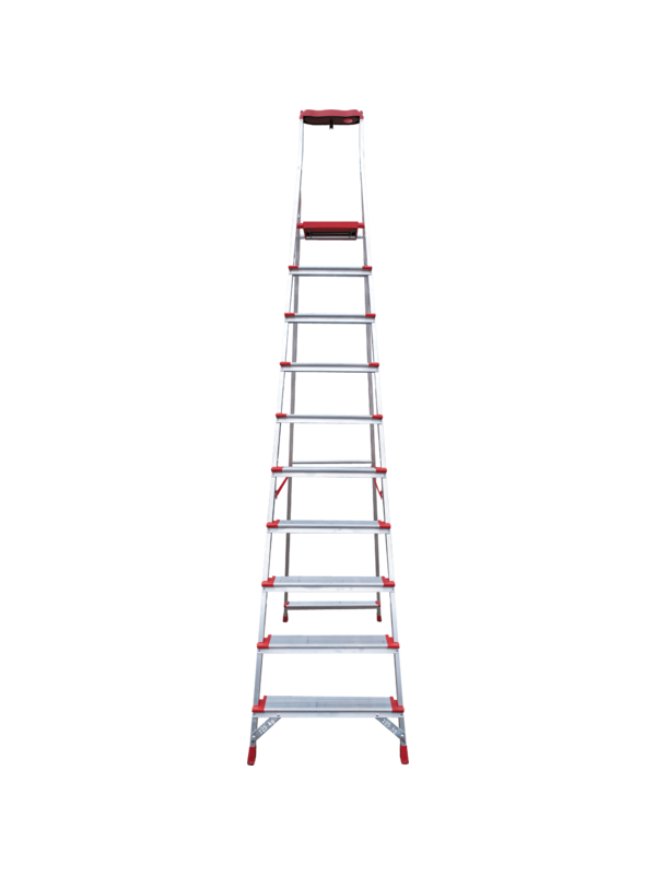 Стремянка 10 ступеней ал. с лотком-органайзером индустриальная серия NV515 Новая высота