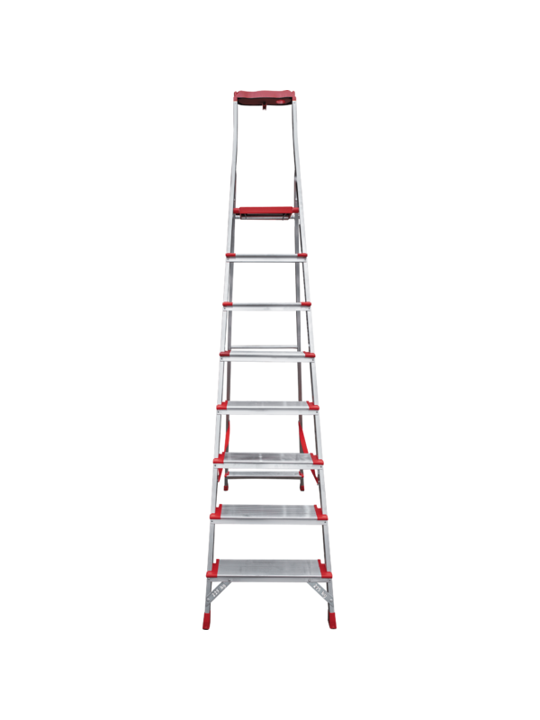 Стремянка 8 ступеней ал. с лотком-органайзером индустриальная серия NV515 Новая высота
