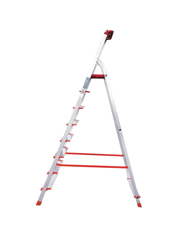 Стремянка 8 ступеней ал. с лотком-органайзером индустриальная серия NV515 Новая высота