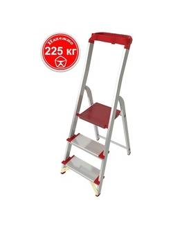 Стремянка 3 ступени ал. с лотком-органайзером индустриальная серия NV515 Новая высота