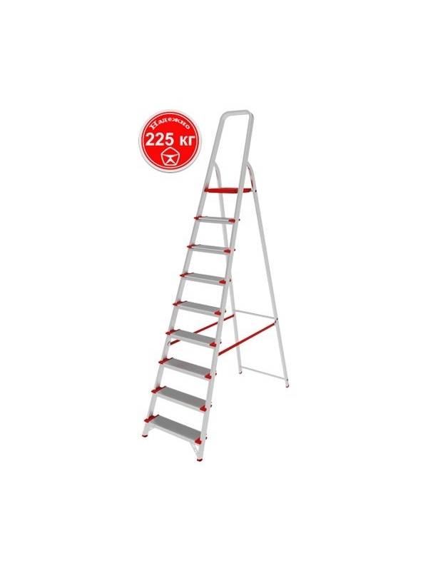 Стремянка 9 ступеней ал. индустриальная с шириной 130мм серия NV511 Новая высота