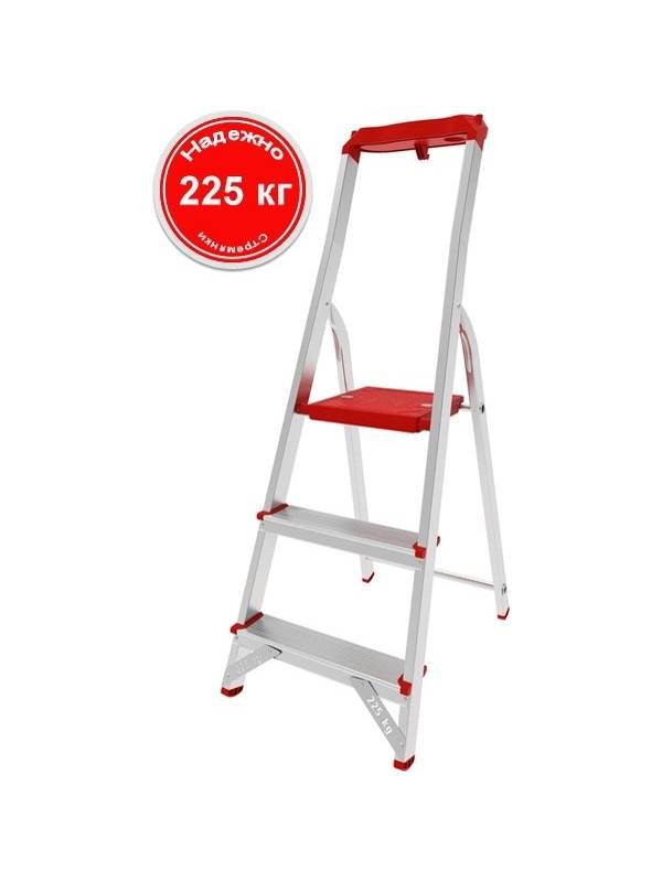 Стремянка 3 ступени ал. с лотком-органайзером профессион. серия NV315 Новая высота
