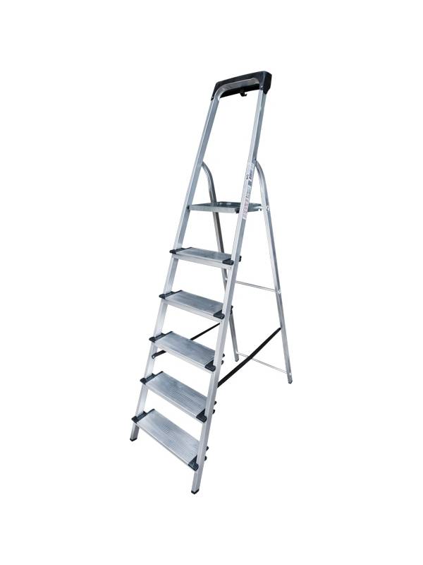 Стремянка ал. 1х 6 ступень 130мм с лотком-органайзером серия NV1118 Новая высота