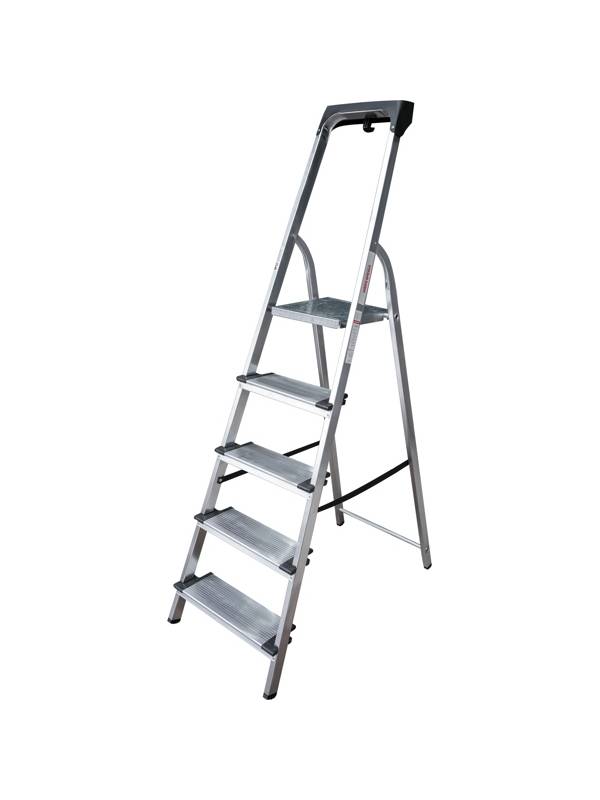 Стремянка ал. 1х 5 ступень 130мм с лотком-органайзером серия NV1118 Новая высота