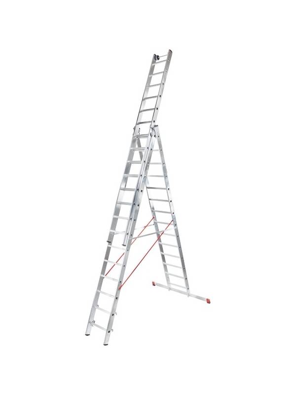 Лестница 3х12 трехсекционная ал., серия NV525 тросовая Новая высота