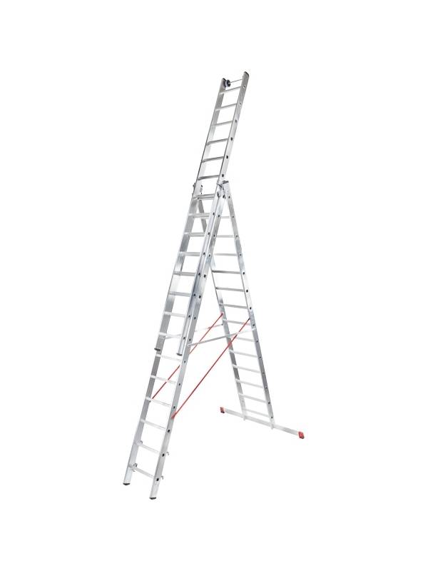 Лестница алюминиевая трёхсекционная 3x11 ступеней Профи Плюс NV 523 Новая высота 5230311