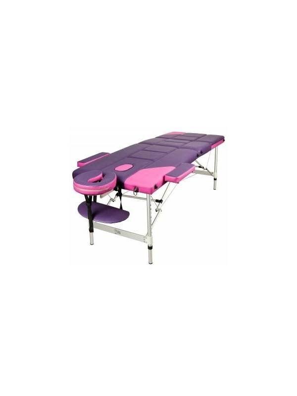 Массажный стол складной Atlas sport 70 см 3-с алюминиевый рельефный (розово-фиолетовый)