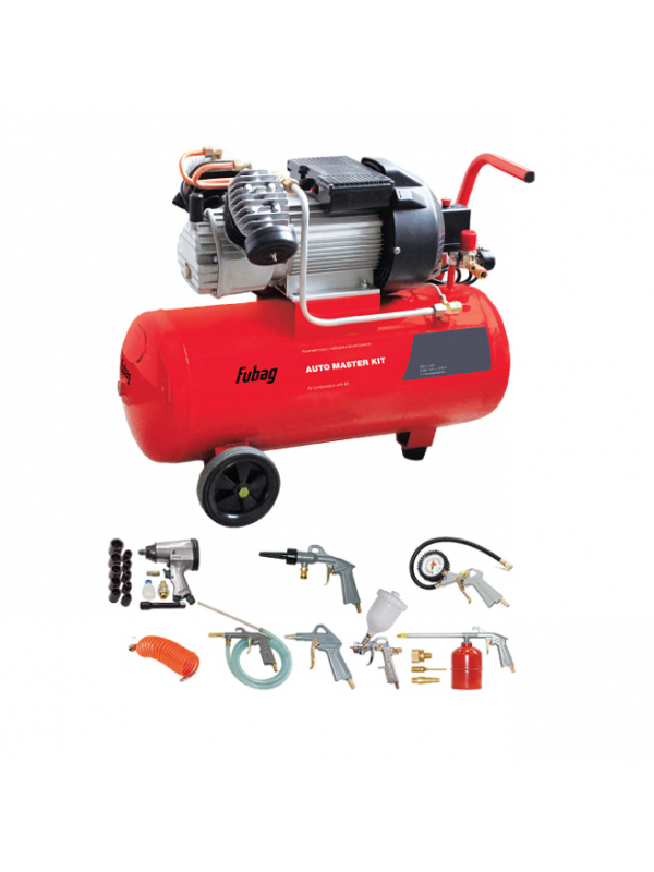Компрессор масляный коаксиальный FUBAG AUTO MASTER KIT ( + 10 предметов)