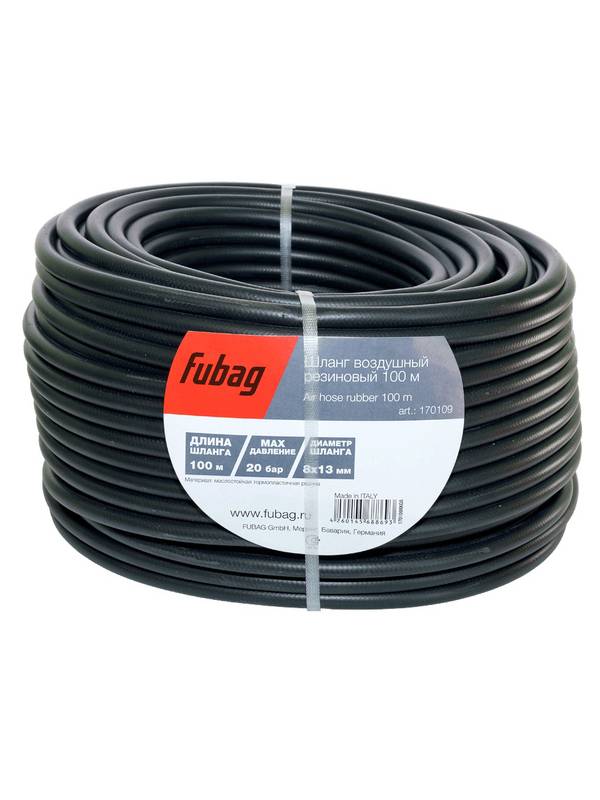 Шланг маслостойкий термопластичная резина бухта FUBAG 8х13 100 м
