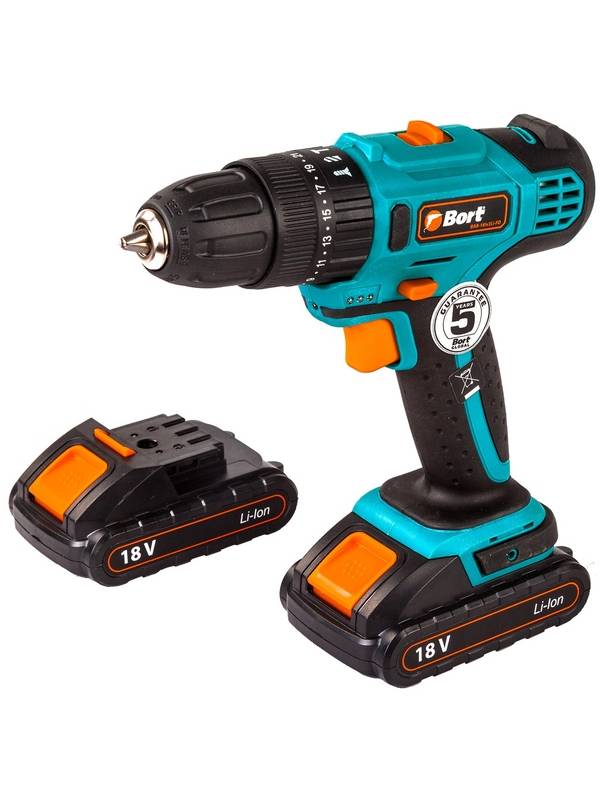 Дрель-шуруповерт аккумуляторная Bort BAB-18Ix2Li-FD
