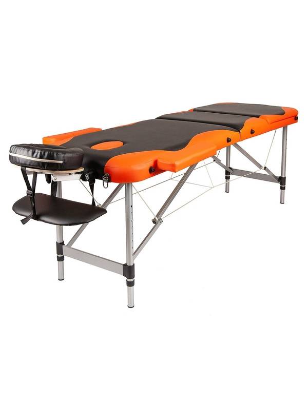 Массажный стол складной Atlas sport 60 см 3-с алюминиевый (черно-оранжевый)