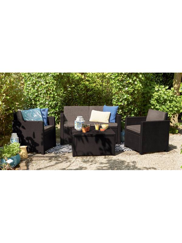 Набор мебели Monaco Set (диван, 2 кресла, столик-сундук), коричневый