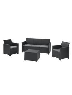 Комплект мебели Emma store 3 seater" (3х-местный диван, 2 кресла, столик-сундук), графит