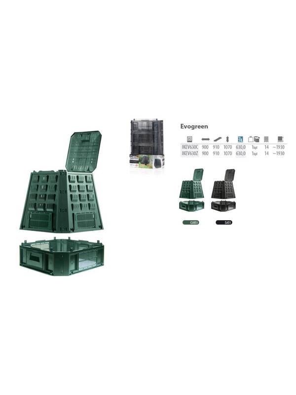 Компостер (Evogreen), 630л, черный