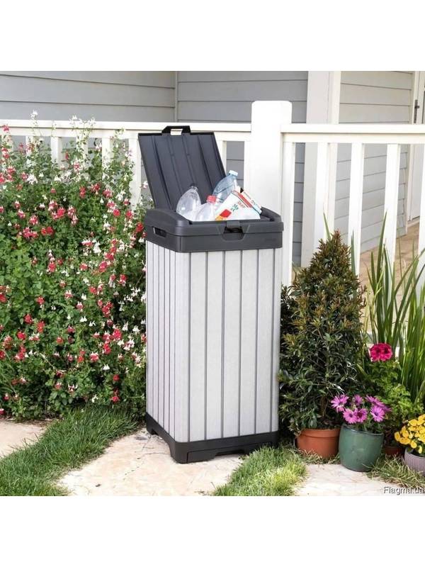 Урна для мусора уличная ROCKFORD BIN 125L, черный/серебр