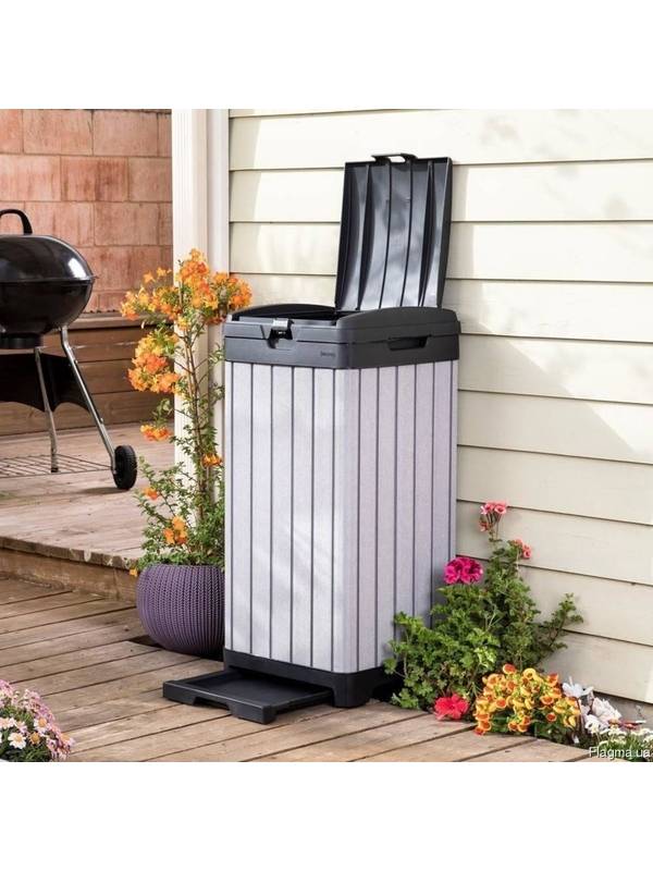 Урна для мусора уличная ROCKFORD BIN 125L, черный/серебр