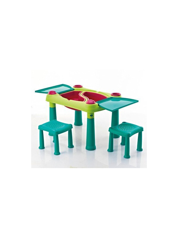 Стол Creative Play Table + 2 стула, бирюза/зеленый/красный