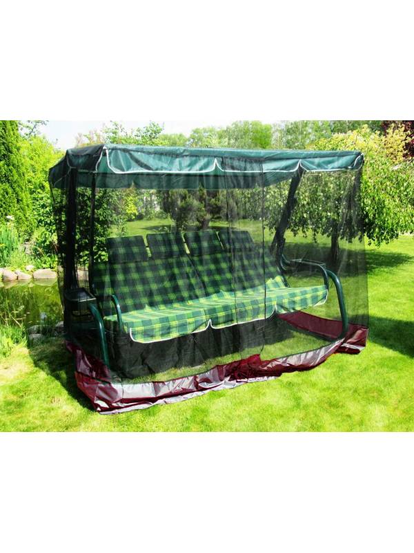 Москитная сетка универсальная для садовых качелей АМС (черная + бордовый волан, 2200х1450 мм)