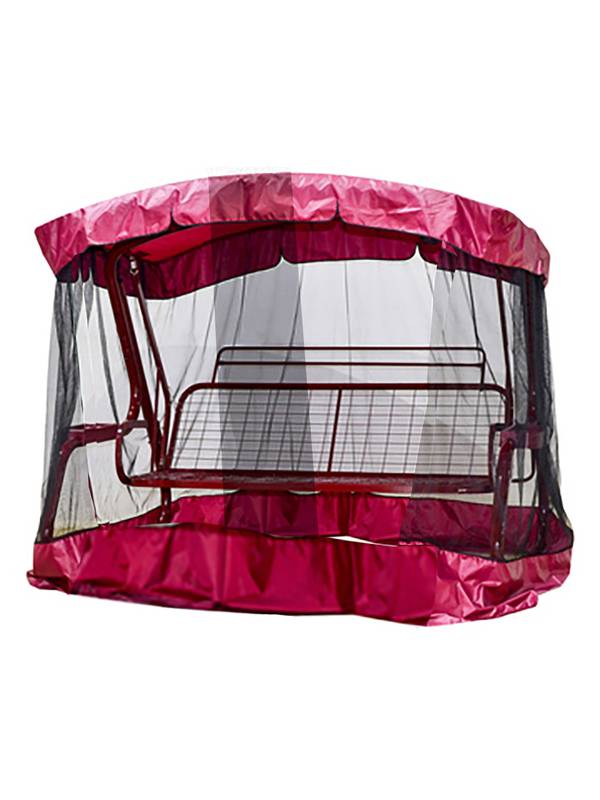 Москитная сетка универсальная для садовых качелей АМС (черная + бордовый волан, 2200х1450 мм)
