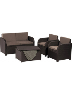 Набор уличной мебели Modena 2 (скамья двухместная,2 кресла, стол-cундук), коричневый