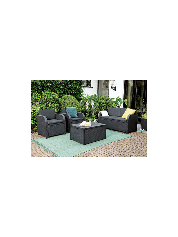 Набор уличной мебели Modena 2 (скамья двухместная,2 кресла, стол-cундук), коричневый