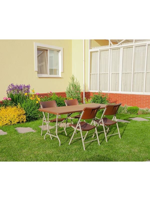 Набор складной садовой мебели CALVIANO (4 стула, ротанг)