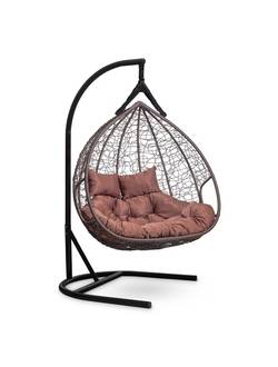 Подвесное двухместное кресло-кокон FISHT горячий шоколад кокон+коричневая