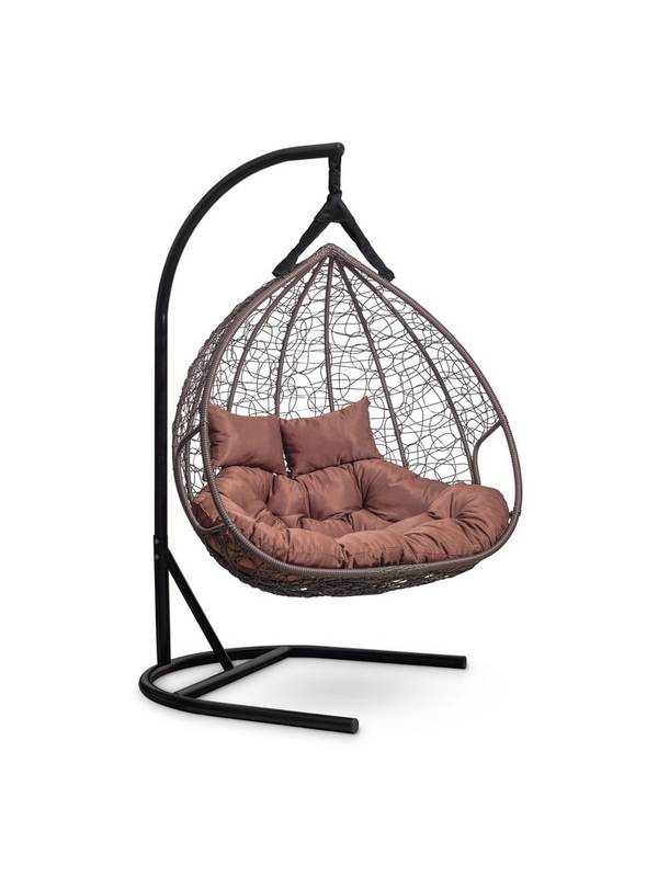 Подвесное двухместное кресло-кокон FISHT горячий шоколад кокон+коричневая