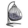 Подвесное двухместное кресло-кокон FISHT черный кокон+серая подушка