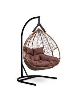 Подвесное двухместное кресло-кокон FISHT шоколадный кокон+шоколадная подушка