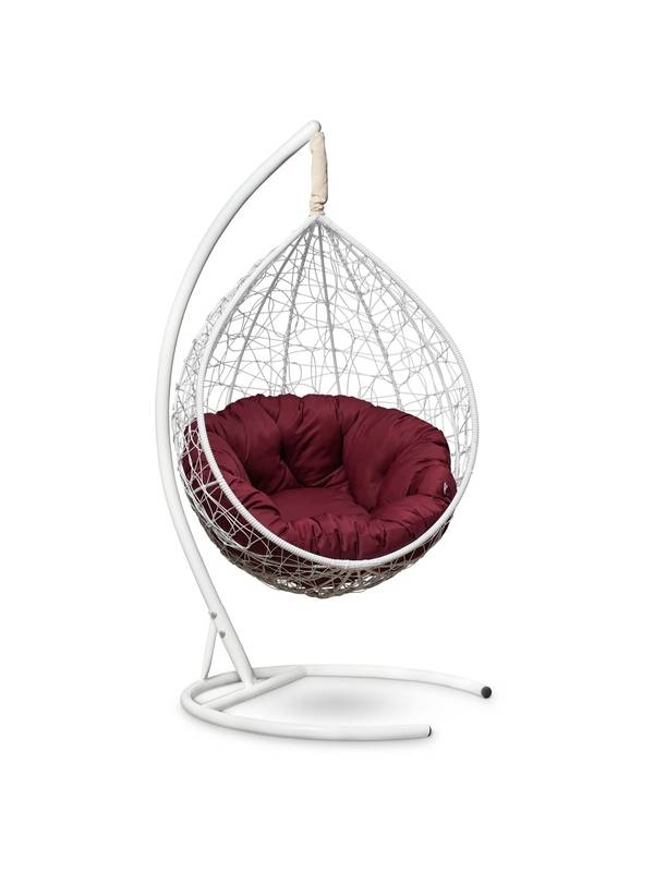 Подвесное кресло-кокон SEVILLA VERDE белый кокон+бордовая подушка
