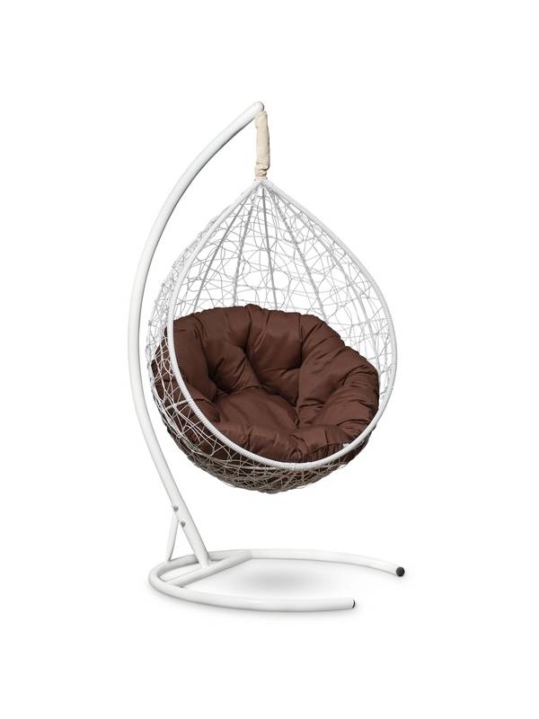Подвесное кресло-кокон SEVILLA VERDE белый кокон+шоколадная подушка