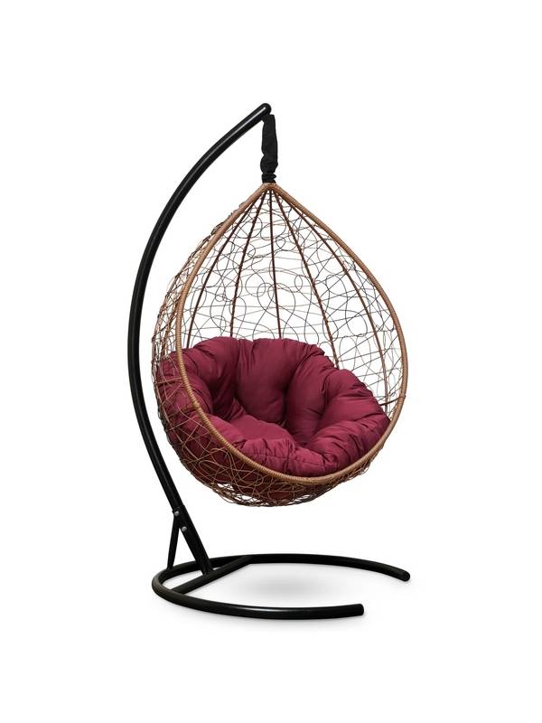 Подвесное кресло-кокон SEVILLA VERDE горячий шоколад кокон+бордовая подушка
